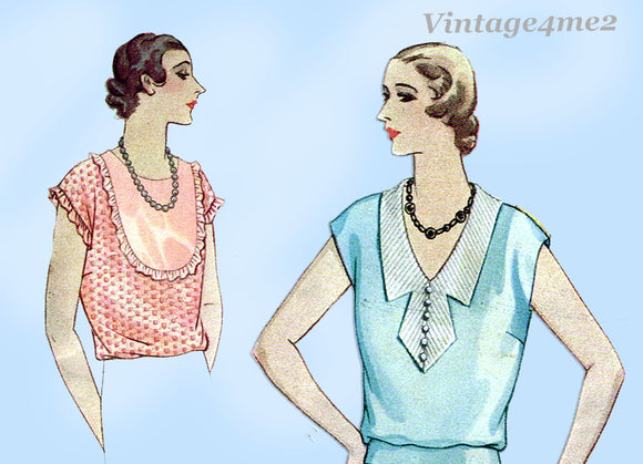 McCall 6510: 1930s Uncut Misses Sporty Blouse Sz 34 B Vintage Sewing Pattern