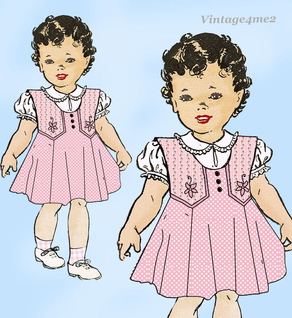 Marian Martin 9365: 1940s Toddler Girls Jumper and Blouse Vintage Sewing Pattern