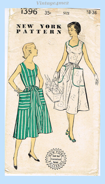 New York 1396: 1950s Uncut Misses Wrap Around Dress 36B Vintage Sewing Pattern