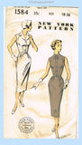 New York 1584: 1950s Uncut Misses Sleeveless Dress Sz 36 B Vintage Sewing Pattern