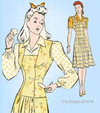 1940s Vintage New York Sewing Pattern 1677 Uncut Misses Jumper Dress Size 34 B