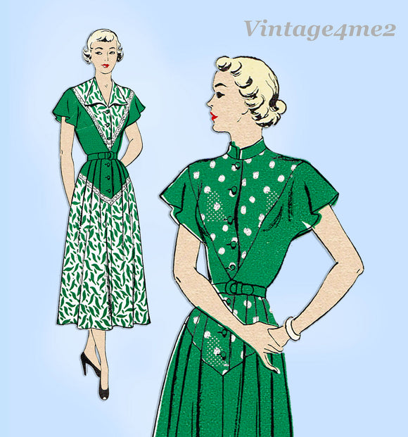 New York 622: 1940s Uncut Misses Day Dress Size 36 Bust Vintage Sewing Pattern