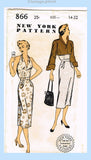 New York 866: 1950s Uncut Misses Halter Dress Sz 32 B Vintage Sewing Pattern