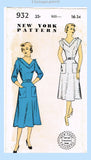 New York 932: 1950s Uncut Misses Street Dress Sz 34 B Vintage Sewing Pattern