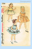 1950s Vintage Simplicity Sewing Pattern 1596 Toddler Girls Party Dress Sz 6