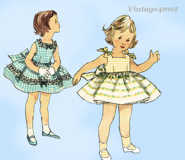 1950s Vintage Simplicity Sewing Pattern 1596 Toddler Girls Party Dress Sz 6