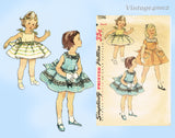 1950s Vintage Simplicity Sewing Pattern 1596 Toddler Girls Party Dress Sz 6