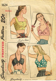 1940s Vintage Simplicity Sewing Pattern 1624 Misses Set of Bra & Halter Tops MED