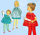 1950s Vintage Simplicity Pattern 3177 Cute Baby Girls Smock Play Outfit Size 2 or 4