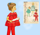 1950s Vintage Simplicity Pattern 3177 Cute Baby Girls Smock Play Outfit Size 2 or 4