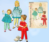 1950s Vintage Simplicity Pattern 3177 Cute Baby Girls Smock Play Outfit Size 2 or 4