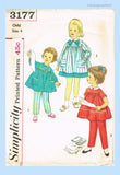 1950s Vintage Simplicity Pattern 3177 Cute Baby Girls Smock Play Outfit Size 2 or 4