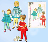 1950s Vintage Simplicity Pattern 3177 Cute Baby Girls Smock Play Outfit Size 2 or 4