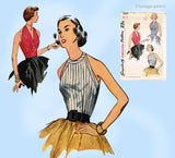 Simplicity 3839: 1950s Chic Uncut Misses Halter Top 34 B Vintage Sewing Pattern