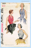 Simplicity 3839: 1950s Chic Uncut Misses Halter Top 34 B Vintage Sewing Pattern