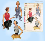 Simplicity 3839: 1950s Chic Uncut Misses Halter Top 34 B Vintage Sewing Pattern