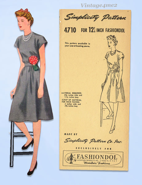 1940s Vintage Simplicity 4710 Latexure Manikin Mannequin Doll Clothes Pattern 12.5 Inch