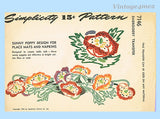 1940s Vintage Simplicity Sewing Pattern 7146 Uncut Poppy Pillowcase Motifs