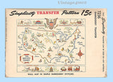 1940s Vintage Simplicity Embroidery Transfer 7236 Uncut USA Wall Map America