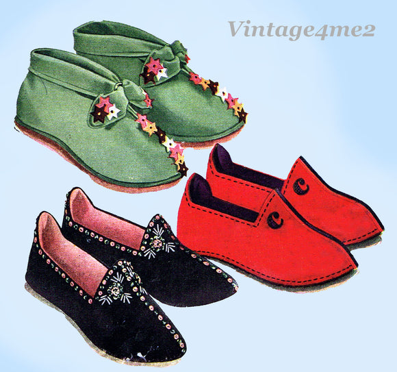 Simplicity 7424: 1940s Uncut Misses Embroidered Slipper Set Vintage Sewing Pattern