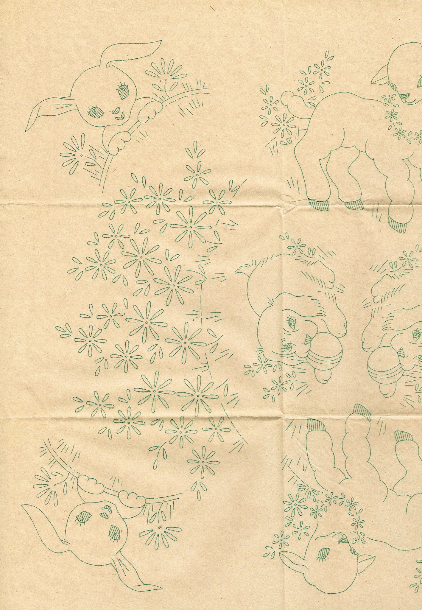 1940s Superior 147 Nursery Motifs Uncut Embroidery Transfer Crib