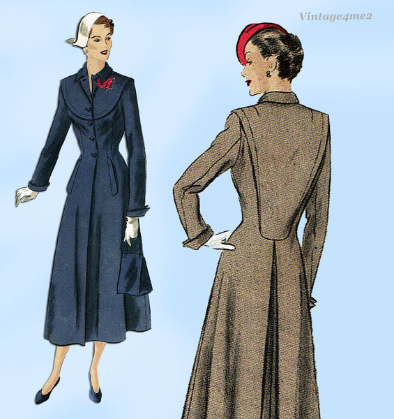 Vogue 4954: 1940s Gorgeous Uncut Misses Coat Sz 32 B Vintage Sewing Pattern