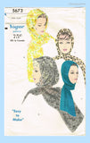 1960s Vintage Vogue Sewing Pattern 5673 Uncut Easy Misses Scarf Hood Fits All