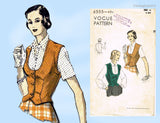 1940s Vintage Vogue Sewing Pattern 6555 Misses Weskit Vest Size 32B