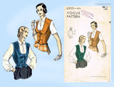 1940s Vintage Vogue Sewing Pattern 6555 Misses Weskit Vest Size 32B