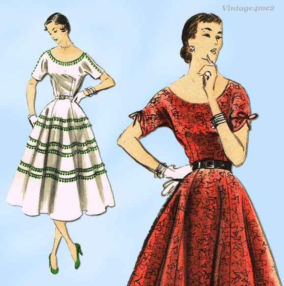 1950s Vintage Vogue Sewing Pattern 7886 Uncut Misses Street Dress Size 34 Bust