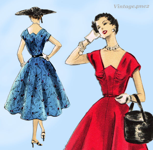 Vogue 8026: 1950s Misses Cocktail Dress Size 38 Bust Vintage Sewing Pattern