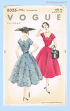 Vogue 8026: 1950s Misses Cocktail Dress Size 38 Bust Vintage Sewing Pattern