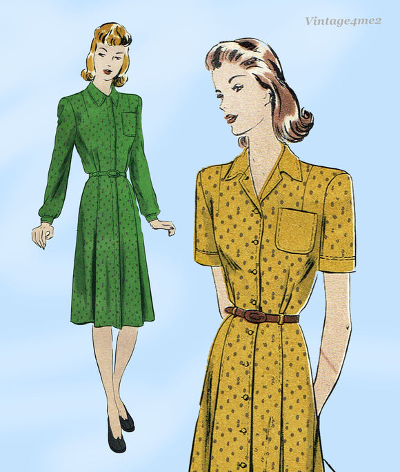 Vogue 9701: 1940s Uncut Misses WWII Dress Sz 32 Bust Vintage Sewing Pattern