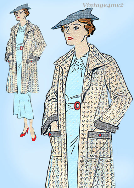 Woman's World 5771: 1930s Uncut Misses Swagger Coat 32B Vintage Sewing Pattern