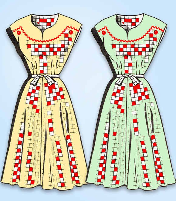 1950s Original Vintage Mail Order Pattern 1501 Easy Plus Size Dress 42 Bust