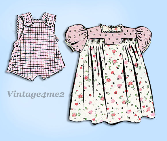 Mail Order 1543: 1940s Cute Toddler Dress & Romper Sz 1 Vintage Sewing Pattern