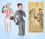 Fashion Service 2340: 1940s Uncut Misses Peplum Suit 38B Vintage Sewing Pattern