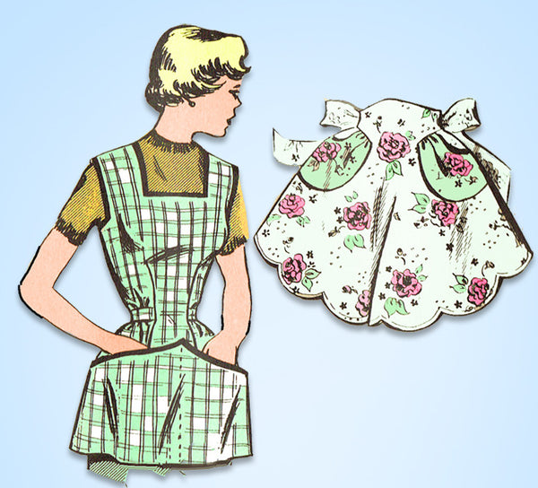 1950s Vintage Mail Order Sewing Pattern 2668 Uncut Misses Apron Set Fits All