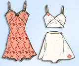 1930s Vintage Mail Order Pattern 2984 Misses Slip Bra Panties & Teddy Size 38 B