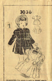 1930s Vintage Mail Order Sewing Pattern 3036 Toddler Girls Dress and Coat Sz 1