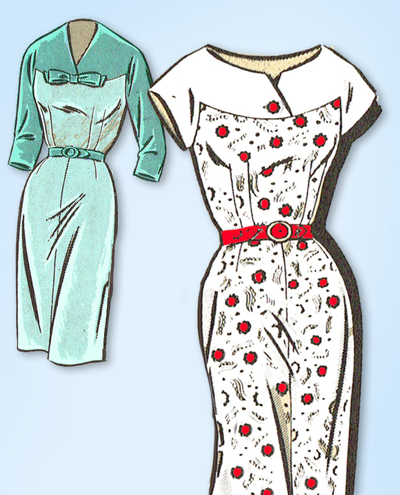 1950s Original Vintage Mail Order Pattern 3165 Plus Size Slender Dress 48 Bust