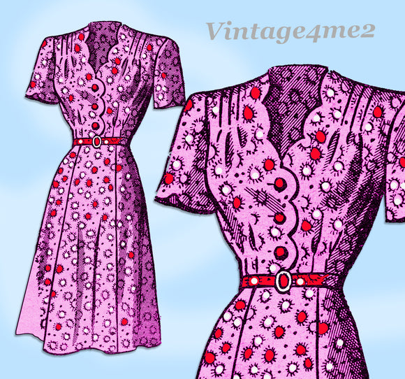 Mail Order 3769: 1940s Plus Size Shirtwaist Dress 50 Bust Vintage Sewing Pattern