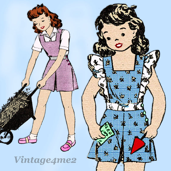 Mail Order 3793: 1940s Cute Toddler Girls Sunsuit Size 4 Vintage Sewing Pattern