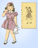 1940s Vintage Anne Adams Sewing Pattern 4588 WWII Toddler Girls Dress Size 4 23B