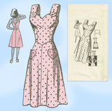 Anne Adams 4598: 1940s Rare WWII Misses Sun Dress Sz 38 B Vintage Sewing Pattern