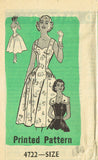 1950s Vintage Misses' Cocktail Dress VTG Anne Adams Sewing Pattern 4722 Size 14