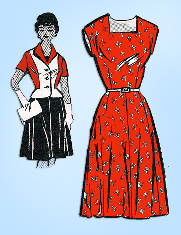 1950s Original Vintage Anne Adams Pattern 4978 Ladies Dress & Jacket Sz 39 Bust