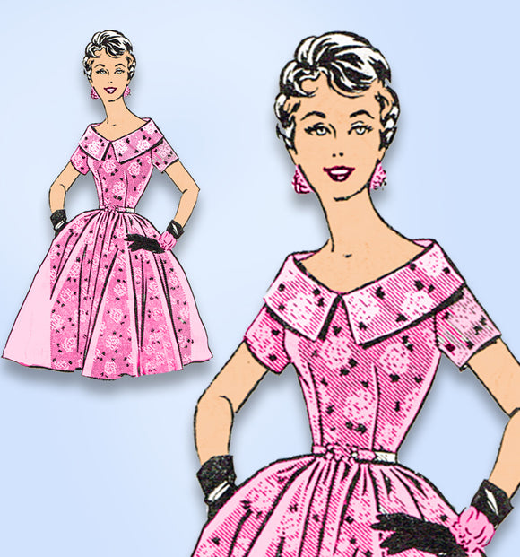 1950s Original Vintage Mail Order Pattern 8367 Misses Rockabilly Dress Sz 32 B