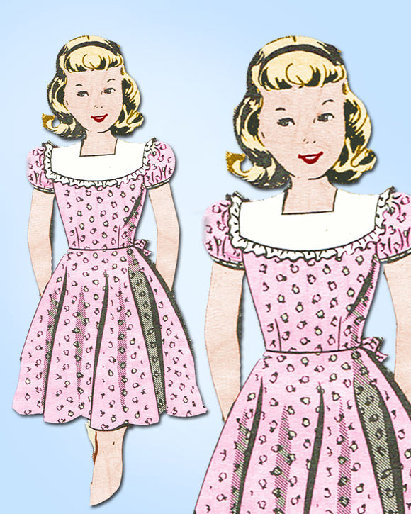 1940s Vintage Mail Order Sewing Pattern 8415 Pretty Girls WWII Dress Size 14 32B - Vintage4me2