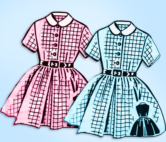 1950s Original Vintage Mail Order Pattern 8421 Little Girls Shirtwaist Dress Sz6